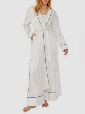 Free People Intimately Satin Pajama Party Robe  Sz XS ivory